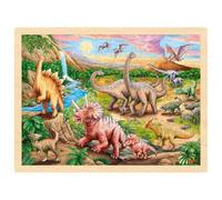 Goki Wooden Jigsaw Puzzle Dinosaur Track Childrens 96 Piece Activity Toy Set - Age 3+