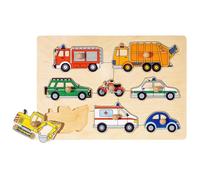 Goki 57996 Steckpuzzle 8-teilig Natürlicher Holzhintergrund Kinder Holzpuzzle