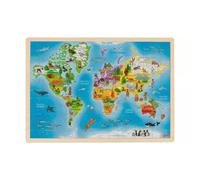 Goki Wooden World Map Frame Puzzle (96 Pieces)