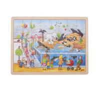 Goki Wooden Zoo Puzzle 48 Pieces Polar Bear Flamingo Childrens Kids Activity Toy