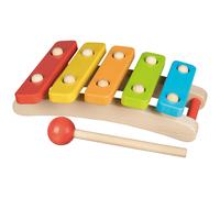 Goki Xylophone With 5 Tunes, Multi-Coloured Bars, Suitable for Children from 1 Year+, Wooden Musical Toy Instrument, Baby and Toddler Developmental Toy