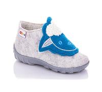 GOKIDS Natural Wool Felt Slippers for Kids Boys Girls Animal Pattern 19-27 EU, Sheep Breathable Sole, 5 UK Child