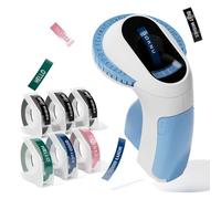 Goknu Embossing Label Maker Machine, E975 Vintage Embossed Label Maker with 6 Rolls Tapes 3/8"(9mm), 3D Manual Retro Labelling Machine, Emboss Labeller for Kitchen Home, Office and Child DIY (Blue)
