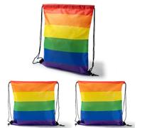 GOKOI Pack of 3 Rainbow Pride Ropes Backpack in Polyester, Practical and Resistant Bag for Celebrations, Parades, Pride Events, Sports and Travel, Measures 36 x 42 cm, Multicoloured