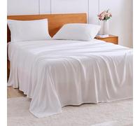GOKOTTA 4-Piece King Size Sheets Set, 16 inch Deep Pocket, Non-Slip Elastic Corner Straps, Washed & Brushed Microfiber Polyester - Hotel Luxury, Ultra Soft, Breathable, Wrinkle-Free, Anti-Rip - White