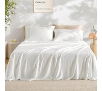 Gokotta Bamboo Flat Sheets 100% Rayon Bamboo Full Size Cooling Ultra Soft Luxury Breathable 4 Piece Set White