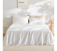 GOKOTTA Cooling Sheets Queen Size for Hot Sleeper, Breathable Luxury Soft Bamboo Sheets with 4 Elastic Corner Straps, 16 Inch Pocket, Lifetime Quality Promise (Cream White, Queen)