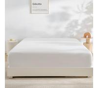 GOKOTTA Fitted Sheet Only - 15 Inch Pocket Bamboo Rayon Fitted Sheet, Super Soft and Cooling Bottom Sheet with 4 Elastic Corner Straps(Cream White, Full Size)