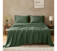 GOKOTTA King Size Bed Sheets 4 Piece Set, 100% Rayon Derived from Bamboo, Cooling for Hot Sleepers-Luxury Breathable Soft Sheets, Deep Pocket 16" Fitted Sheet with Elastic Corner Straps, Green
