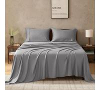 GOKOTTA King Size Bed Sheets 4 Piece Set, Super Soft Bamboo Sheets, Cooling for Hot Sleepers - Hotel Luxury Silky Breathable Sheets, Deep Pocket Up to 16" - Durable Double Stitched (Grey)