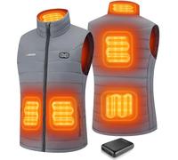 Gokozy Heated Vest for Men with 10000Mah Battery Pack, Heated Gilet Lightweight Heated Jacket and Waterproof Vest for Hunting/Hiking-Grey
