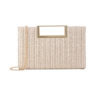 GOKTOW Straw Clutch Top Handbags Raffia Bag Purse Woven Tote CrossBag for Women Beach Summer Travel 2025, White, 10.24 x 1.97 x 6.69 inches