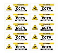 Goktvai 10pcs 24HR CCTV In Operation Signage, 6x2in/15x5cm High-Visibility CCTV Warning Stickers Self Adhesive Security Camera Sticker for Windows Doors Indoor Outdoor Outside Use