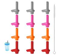 Goktvai 12pcs Replacement Bite Valve Compatible with Zak, Silicone BPA-Free Mouthpiece with Cleaning Brush Reusable & Leak-Proof Straw Cup Lid Accessories Parts for Zak Designs Kelso 15oz (4 Colors)