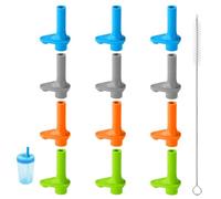 Goktvai 12pcs Replacement Bite Valve for Zak, Silicone Reusable Mouthpiece with Cleaning Brush Straw Cup Accessories Compatible with Zak Designs Kelso 15oz (Orange, Green, Gray, Blue)