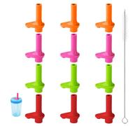 Goktvai 12pcs Replacement Bite Valve, Silicone BPA-Free Mouthpiece with Cleaning Brush Reusable & Leak-Proof Straw Cup Accessories Compatible with Zak Designs Kelso 15oz (Orange, Magenta, Green, Red)
