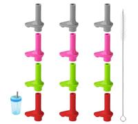 Goktvai 12pcs Replacement Bite Valves with Cleaning Brush for Zak Designs Kelso 15oz Water Bottle, BPA-Free Silicone Mouthpiece Reusable Straw Cup Parts (Gray, Rosy Red, Green, Red)