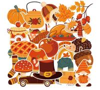 Goktvai 22pcs Fall Iron on Patches, Autumn Thanksgiving Embroidery Appliques Pumpkin Maple Leaf Turkey Gnome DIY Repair Patches for Kids Clothes Clothing Jackets Backpack Hats Jeans Crafts