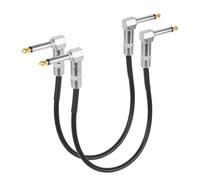 Goktvai 2pcs Guitar Patch Cables, 12in Right Angle Guitar Patch Auxiliary Cable 1/4" Noise-Free Instrument Effect Pedal Board Connector Cords for Electric Bass Mixer Perform
