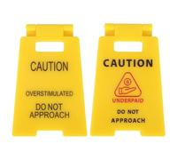 Goktvai 2pcs Mini Caution over stimulated Sign, Mini Caution Overstimulated Desk Warning Sign Humorous Gag Gift Funny Office Decor accessories for Coworkers Teammates Employees Boss