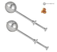Goktvai 2pcs Powdered Sugar Shaker Duster, Stainless Steel Small Powder Sprinkler Wand Mini Flour Sifter Dual Bread Baking Tool with Spring Handle for Dusting of Powdered Sugar Cocoa Flour Spices