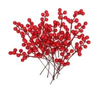Goktvai 32pcs Christmas Artificial Red Berry Stems, Holly Berry Branches, Festival Picks for Tree Decorations DIY Wreaths Supplies