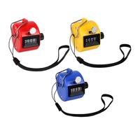Goktvai 3pcs Handheld Clicker Counters, 4 Digit Pitch Tally Counter Clicker with Hanging Lanyard for Baseball Golf Sports Events Coaching Counting(Red, Yellow, Blue)