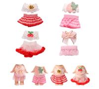 Goktvai 4 Sets 3 Inch Doll Clothes for Sonny Angel, Cute Collectible Doll Outfit Accessories Include Tops & Skirts for Adult Collector Gift Decoration & Display (Cherry, Strawberry, Bee, Butterfly)