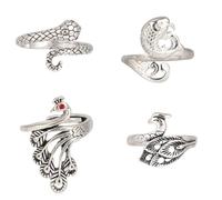 Goktvai 4pcs Crochet Rings for Fingers, Adjustable Tension Ring Peacock Fish Snake Design Crochet Accessories Ring Yarn Knitting Guide Helper Tool for Women Mother Grandmother Finger (4 Styles)