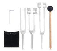Goktvai 4pcs Tuning Fork for Healing Set,128Hz 256Hz 512Hz Resonance Tuning Forks with Wooden Mallet & Storage Pouch Sound Instruments for Yoga Meditation Chakra Balanci Accessories
