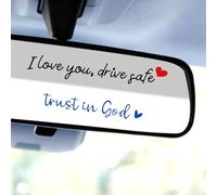 Goktvai 5pcs I Love You Drive Safe Mirror Decal, Funny Trust in God Rear View Mirror Sticker Christian Car Decals Accessories Auto Vinyl Rearview Sticker for Man Woman (Black, Blue)