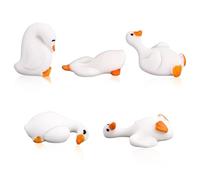 Goktvai 5pcs Mini Resin Goose Figurines, Tiny Funny Silly Goose Desktop Statue Cute Small Desk Ornaments for Car Dashboard Decor Interior Rearview Mirror Accessories Home Office Decoration