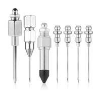 Goktvai 7pcs Grease Gun Adapter Accessory Set, Including Grease Gun Nozzles Part Rubber Tip Joint Nipples Needle Dispenser Detachable Needle Tip Fitting Kit, for Narrow Spaces (Silver)