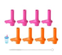 Goktvai 8pcs Replacement Bite Valve for Zak Designs Kelso 15oz, BPA-Free Silicone Mouthpiece with Cleaning Brush Compatible with Zak Reusable Straw Cup Bottle Accessories Lid Parts (Rose Red, Orange)