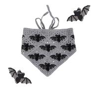 Goktvai Bat Crochet Headband, Bat Pattern Gothic Crochet Bandana Halloween Hair Accessories for Women
