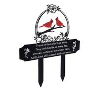 Goktvai Cardinal Grave Decoration for Cemetery, Metal Tombstone Memorial Marker with Poem Weatherproof Outdoor Yard Garden Grave Stakes for Loss of Father Mother