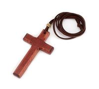 Goktvai Christian Wooden Wall Cross, 3.27in/8.3cm Wood Cross Small Hold Crucifix for Decoration with Detachable Necklace Hand Held Prayer Supply Gift Orthodox Holy Jesus Statue Art for Home Ornament