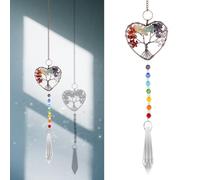 Goktvai Crystal Sunlight Capture, Tree of Life Natural Quartz Gemstone Pendant Suncatcher Hanging Decor for Window Garden Outdoor Decor for Women Home Wedding & Anniversary Spiritual Gift
