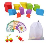 Goktvai Memory Activities for Seniors & Kids, Wooden Tiles Pattern Blocks Matching Puzzle Game for Elderly Adults, Tangram Puzzles Cognitive Products Visual Stimulation Gift