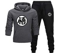 Goku Costume Kid Sweatshirt & Sweatpants Men's Hoodie Suit Autumn Winter Casual Sportswear Fashion Dark Grey M
