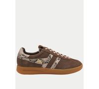 Gola Cyclone Suede Snake Print Lace Up Trainers Brown Mix