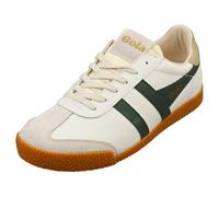 Gola Elan Leather Women's Low Pro Lace Retro Evergreen Trainers (White Green, UK 4)