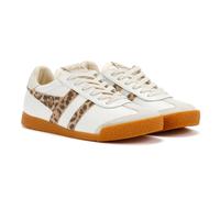 Gola Elan Leather Women's White/Leopard/Off White Trainers - UK 4