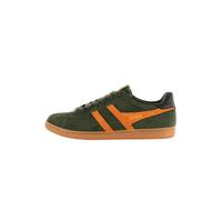 Gola Equipe II Suede CMB387NE Trainers, Dark Khaki Moody Orange Black, 9 UK