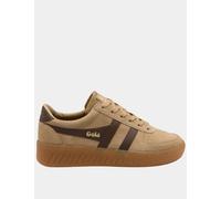 Gola Grandslam Suede Lace Up Platform Trainers Beige Mix