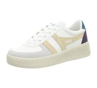 Gola Grandslam W White Yellow Leather Womens Trainers CLA415-YE