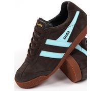 Gola Harrier Suede Trainer Dark Brown / Sky Blue