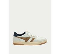Gola male Hawk Leather Colour Block Trainers - 7 - White Mix, White Mix,Navy