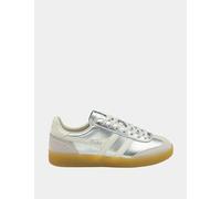 Gola Viper Leather Metallic Lace Up Trainers Silver Mix