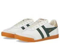 Gola Elan Leather Women's Low Pro Lace Retro Evergreen Trainers (White Green, UK 4)